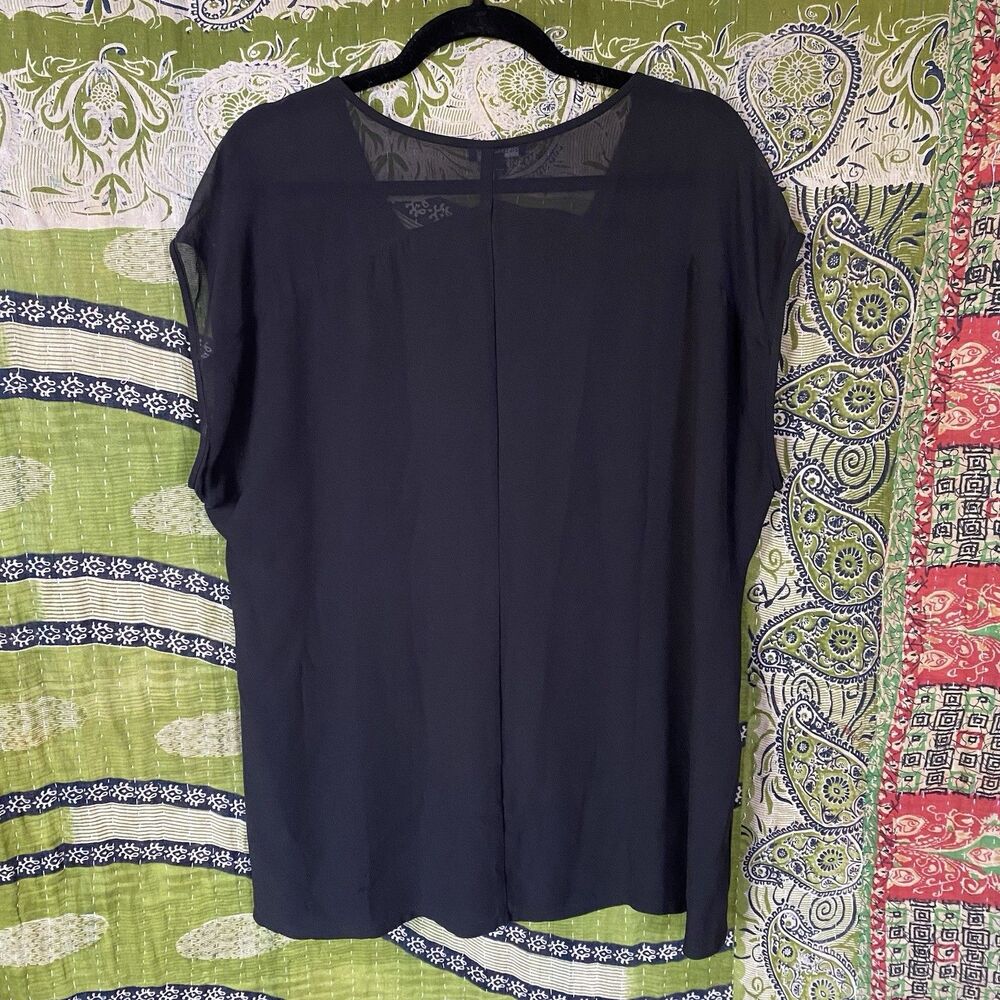 Eileen Fisher Black Silk Georgette Crepe Chiffon … - image 8